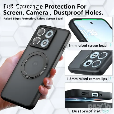 За Motorola Edge 70 Max 5G Матов Магнитен TPU PC Калъф Skin-Touch с 360° Въртяща Стойка и Скрийн Про, снимка 9 - Калъфи, кейсове - 55885614