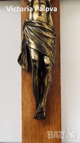 Дървен кръст с бронзова фигура Разпятие Христово , снимка 9 - Други ценни предмети - 49792853