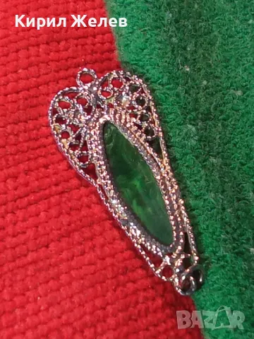 ПОСРЕБРЕН СТАРИНЕН ФИЛИГРАНЕН СТИЛ МАЛАХИТЕН МЕДАЛЬОН 14335, снимка 10 - Антикварни и старинни предмети - 35645973