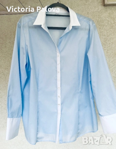 Нова луксозна риза ETERNA Excellent - Небесносиня класика, Памук, р-р 46