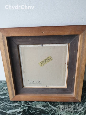 26х26см/малка картина масло върху платно-фазер/пейзаж-къща-дърво-река/дървена рамка, снимка 6 - Картини - 50471704