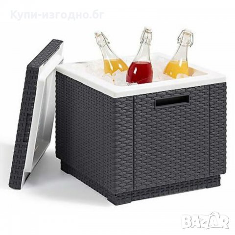 Кутия за напитки и стол - Allibert Ice Cube Germany с лек дефект , чисто нова с кутия , графит цвят, снимка 8 - Декорация за дома - 31136255