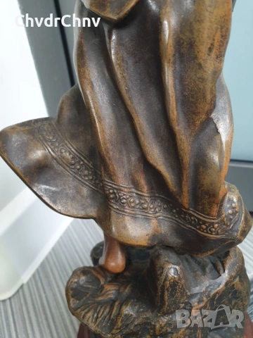 49см-3кг Moreau ЦАМ статуетка/стара френска скулптура/фигура на жена-художничка, снимка 9 - Статуетки - 54166256