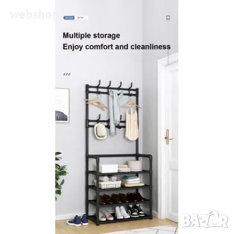 Закачалка за коридор с рафт за обувки, снимка 6 - Етажерки - 48600654