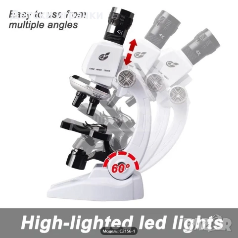 Детски Микроскоп с аксесоари 100х-1200х, снимка 8 - Образователни игри - 52633961