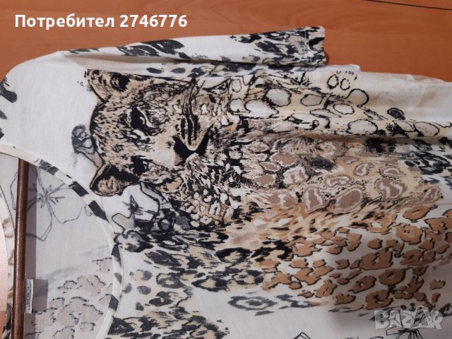 ЛИКВИДАЦИЯ  4XL Страхотна блузка-туника от фино трико с леопарди и животински принт ,като нова, снимка 2 - Туники - 37189693