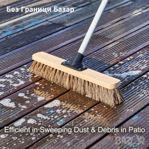 Нова метла Градинска твърда четка дълга метална дръжка за външно почистване, снимка 5 - Други стоки за дома - 51917516