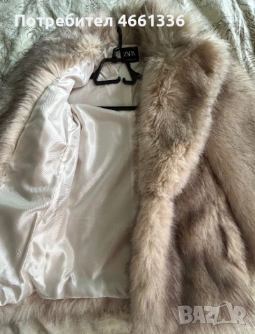 Дамско палто Zara еко косъм, снимка 3 - Якета - 52618358