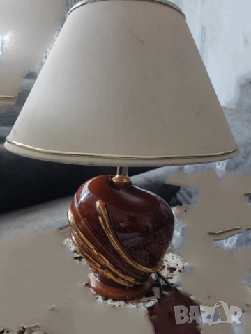 ПРОМО!2за60€ Немски Настолни нощни кристална лампа с абажур от текстил и керамична ръчно рисувана, снимка 10 - Настолни лампи - 53594089