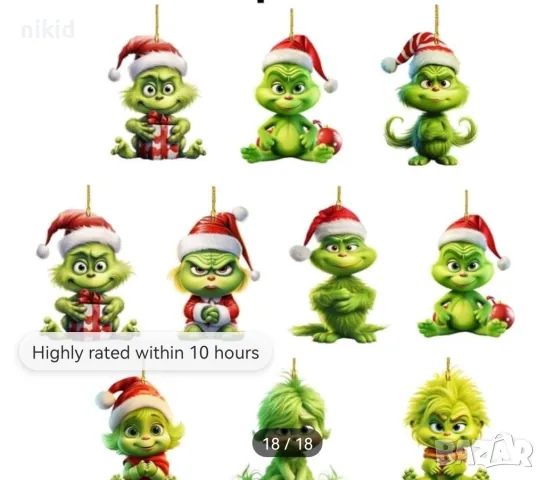 Гринч грийнч Grinch фигурка висулка акрил акрилна украса декорация коледна за елха и др, снимка 3 - Други - 48081018