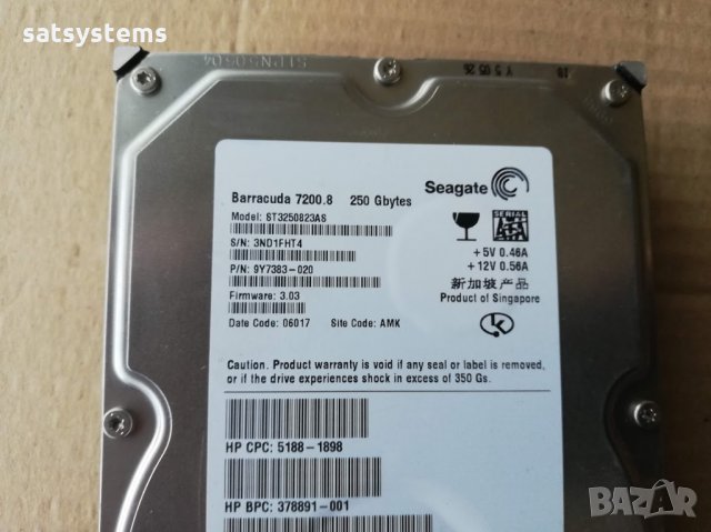 Хард диск Seagate Barracuda ST3250823AS 250GB SATA 1.5Gb/s, снимка 3 - Твърди дискове - 31532014