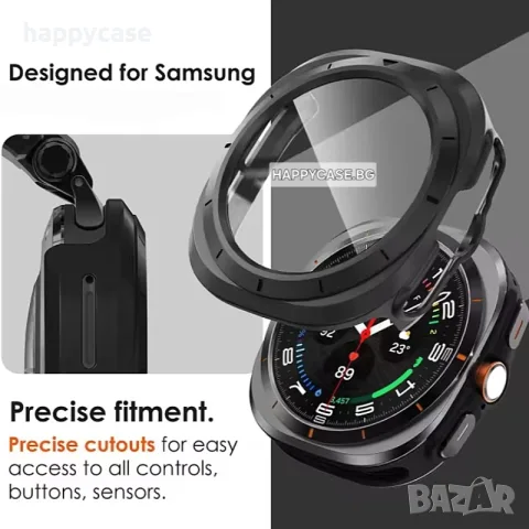 Samsung Galaxy Watch Ultra 2 2026 / 360° Твърд пластмасов кейс с вграден протектор за екран, снимка 4 - Калъфи, кейсове - 55739646