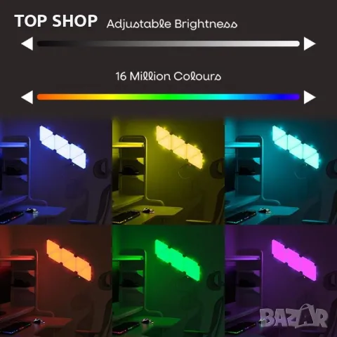 ValueLights Smart RGBIC триъглни панели, DIY LED светлини, 6 броя, снимка 5 - Лед осветление - 49488038