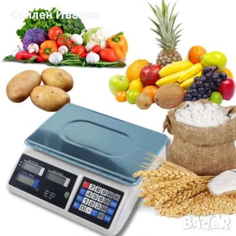 Кухненска везна с калкулатор, 40 кг., LCD екран, водоустойчива  платформа, снимка 1
