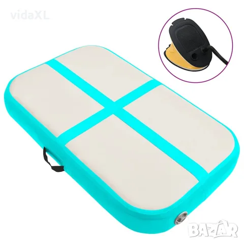 vidaXL Надуваем дюшек за гимнастика с помпа, 60x100x15 см, PVC, зелен