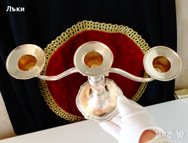 Троен свещник тройка,чиста червена мед. , снимка 4 - Антикварни и старинни предмети - 51937732