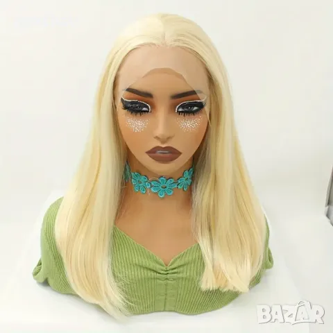 Елегантна руса перука с дантела отпред лейс фронт, снимка 2 - Аксесоари за коса - 48734111