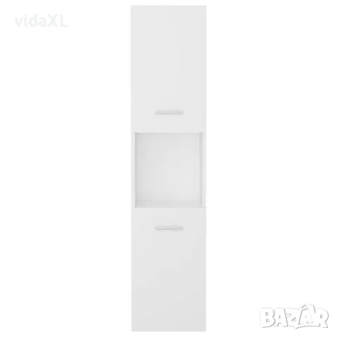 vidaXL Шкаф за баня, бял, 30x30x130 см, инженерно дърво, снимка 7 - Шкафове - 56147759