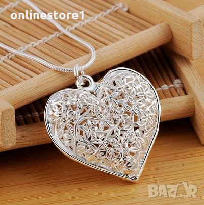 Сребърен медальон - Сърце Код: K110, снимка 4 - Колиета, медальони, синджири - 30665238