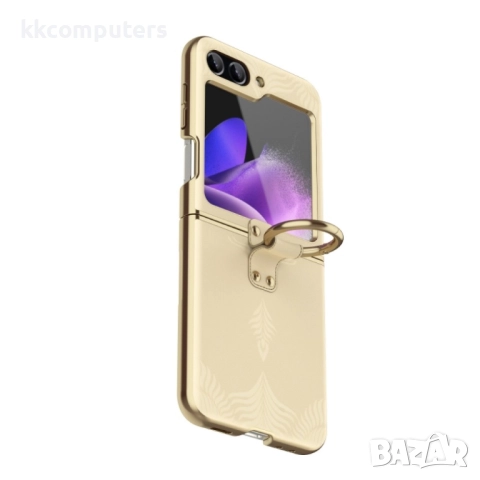 Samsung Galaxy Z Flip5 Electroplated Ring Holder Кожен Калъф и Протектор, снимка 3 - Калъфи, кейсове - 52987214