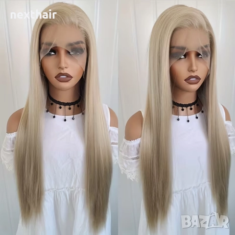 Права дантелена перука 13x4 в пепеляво русо, снимка 2 - Аксесоари за коса - 52776932