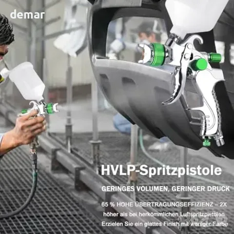 HVLP пистолет за боядисване с чаша 600ml и 3 дюзи, снимка 7 - Полирмашини - 55776043