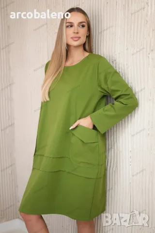 Дамска рокля с джобове, 7цвята , снимка 2 - Рокли - 47560639