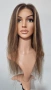 Естествена перука, кафява с руси кичури, 60 см, Lace 4х4, снимка 7