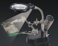 Лупа с щипки, стойка за поялник и LED осветление, свободни ръце, снимка 3