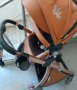 Бебешка количка Hot Mom, Модел 2 в 1, Еко кожа, Кафяв цвят, снимка 6