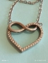 Сребърно колие с висулка съчетаваща символите на сърце и безкрайност с кристали 52399, снимка 2