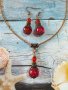 Новият ни Бохо комплект бижута в рубинено червено с прекрасни медни орнаменти, снимка 2