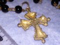 СТАРА РИМОКАТОЛИЧЕСКА МОЛИТВЕНА ОГЪРЛИЦА БРОЕНИЦА с ЖЕЛЯЗНО КРЪСТЧЕ с ПОЗЛАТА и КРИСТАЛИ ИКОНА 37224, снимка 14