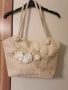 чанта за лятото от рафия с апликация машинна бродерия, снимка 1