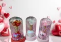 ⚘⚘Вълшебна роза под стъклен купол с пайетено сърце и LED светлини⚘⚘ , снимка 1