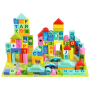 4124 Комплект от 50 части цветни дървени блокчета конструктор с кофа за съхранение, снимка 4