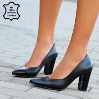 Обувки на ток - черна ЕСТЕСТВЕНА кожа - 989, снимка 2 - Дамски обувки на ток - 37320570