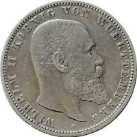 Монета Вюртемберг 5 Марки 1895-F Вилхелм II, снимка 1 - Нумизматика и бонистика - 37898702