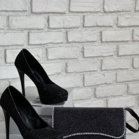 Черни официални бални обувки, снимка 1 - Дамски обувки на ток - 35644026