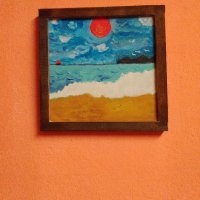 "Морето 2" акрил върху дърво, снимка 7 - Картини - 37420065