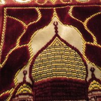 Старинно турско малко килимче, ковьор за стена с  турска джамия и полумесец, снимка 4 - Антикварни и старинни предмети - 39409929