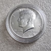 Оригинална монета. САЩ. Сребро. Половин Американски долар .1968 год. С образът на Кенеди., снимка 2 - Нумизматика и бонистика - 40764204