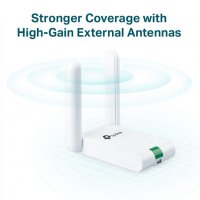 Ланкарта Безжична TP-LINK TL-WN822N 300 Mbps 2 мощни външни антени USB Wireless Lancard  с много доб, снимка 2 - Мрежови адаптери - 26455559