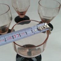 Ретро стъклени чаши с гарафа  цветно стъкло , снимка 4 - Антикварни и старинни предмети - 37552182
