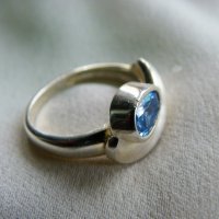 Сребърен пръстен с натурален цейлонски сапфир, снимка 4 - Пръстени - 40322892