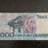 Банкнота - Бразилия - 5000 крузейро | 1990г., снимка 2 - Нумизматика и бонистика - 30632763