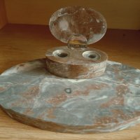 Писалищен настолен комплект изработен от минерал., снимка 2 - Антикварни и старинни предмети - 35354473
