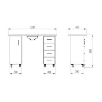 Маса за маникюр с прахоуловител SONIA - Toli 120 x 45.5 x 80.5 см - 25W, снимка 2 - Педикюр и маникюр - 44196051