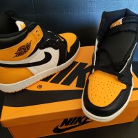 Nike Air Jordan 1 High Yellow Toe Taxi Жълти Кецове Обувки Нови Оригинални Размер 43 Номер Найк, снимка 7 - Кецове - 38038321