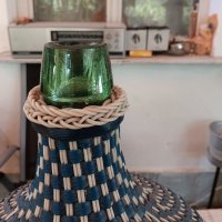 Стара дамаджана цветно стъкло зелено, снимка 3 - Буркани, бутилки и капачки - 42070580